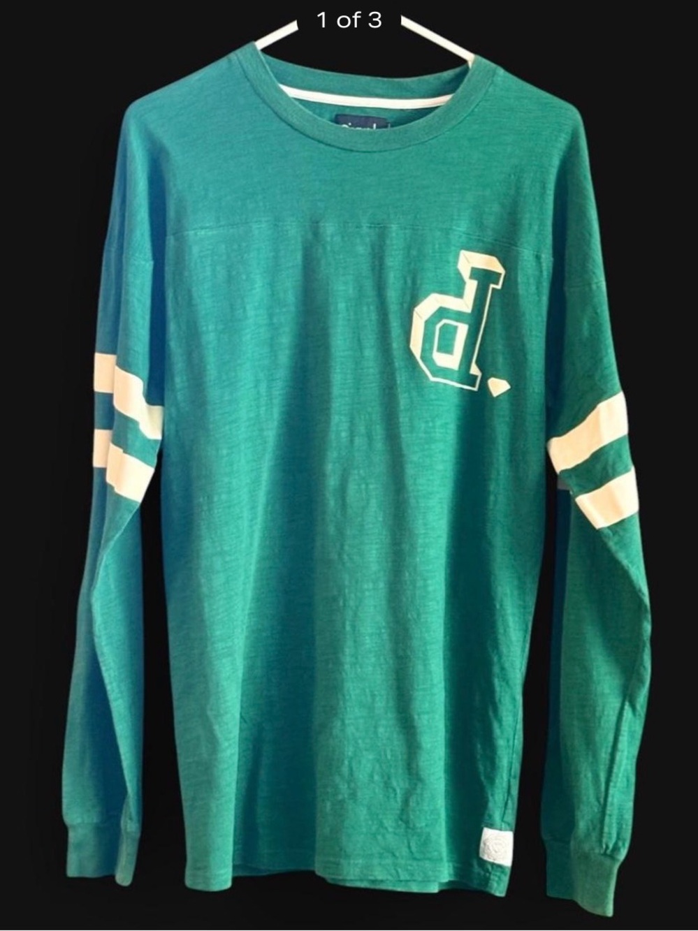 Diamond Supply Green Long Sleeve Graphic Tee with White Stripes size Large